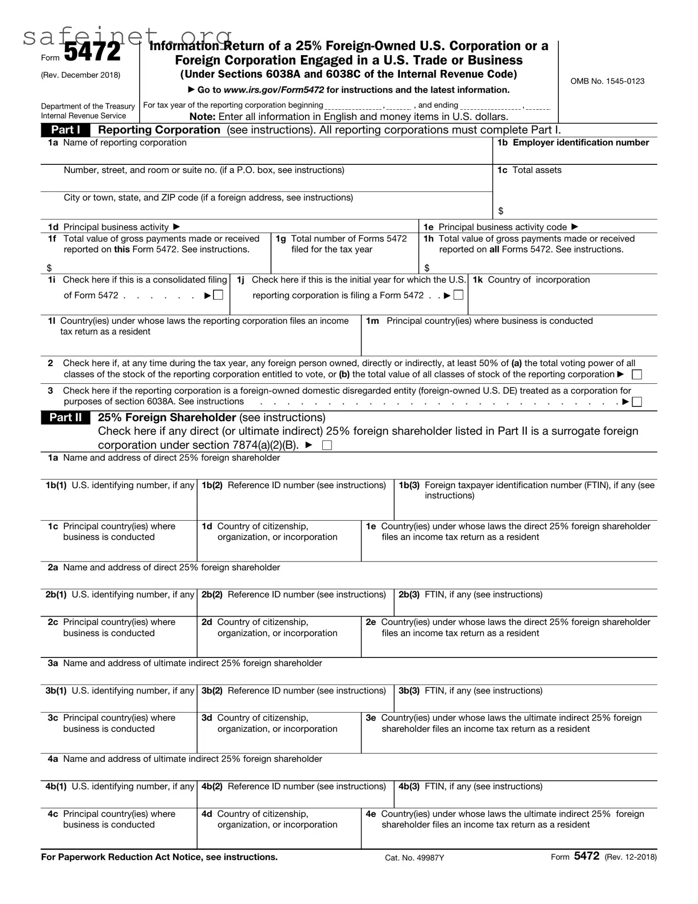 Blank IRS 5472 Template