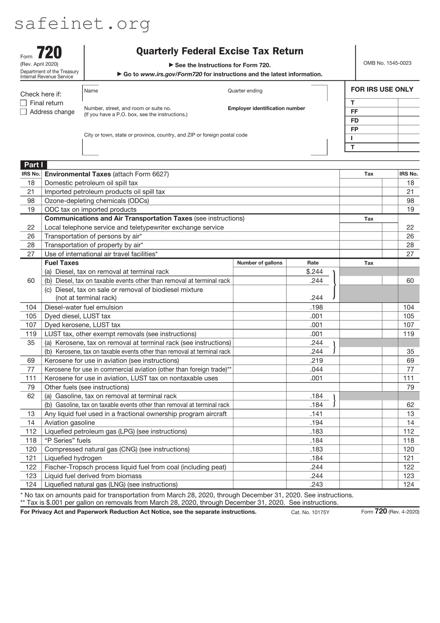 Blank IRS 720 Template