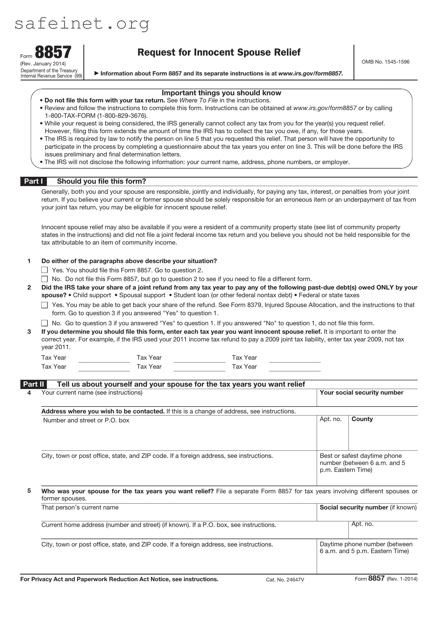Blank IRS 8857 Template