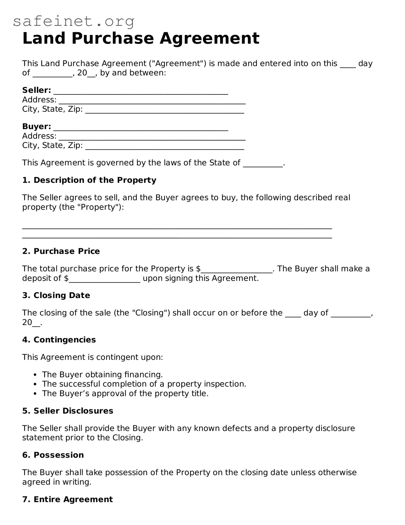 Official Land Purchase Agreement Document