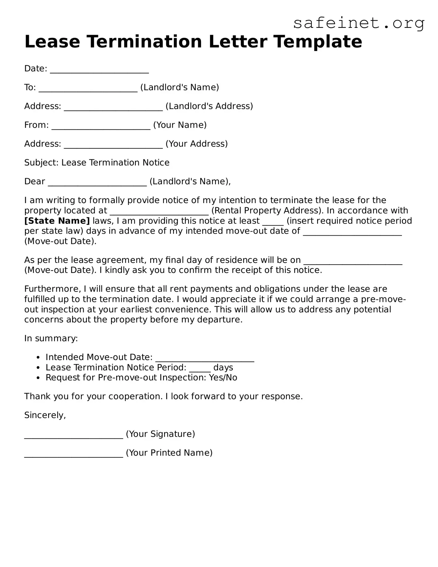 Official Lease Termination Letter Document
