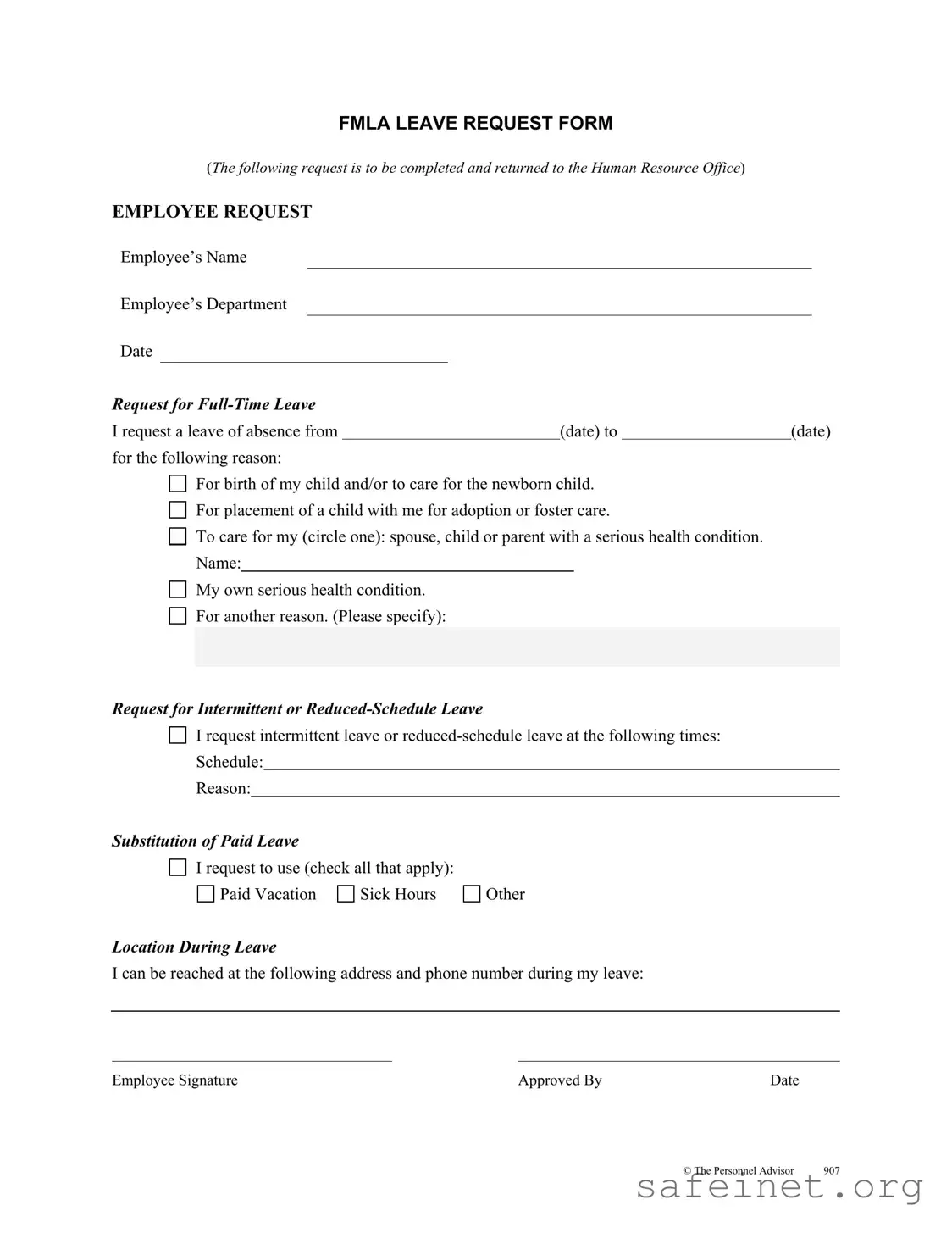 Blank Fmla Leave Template