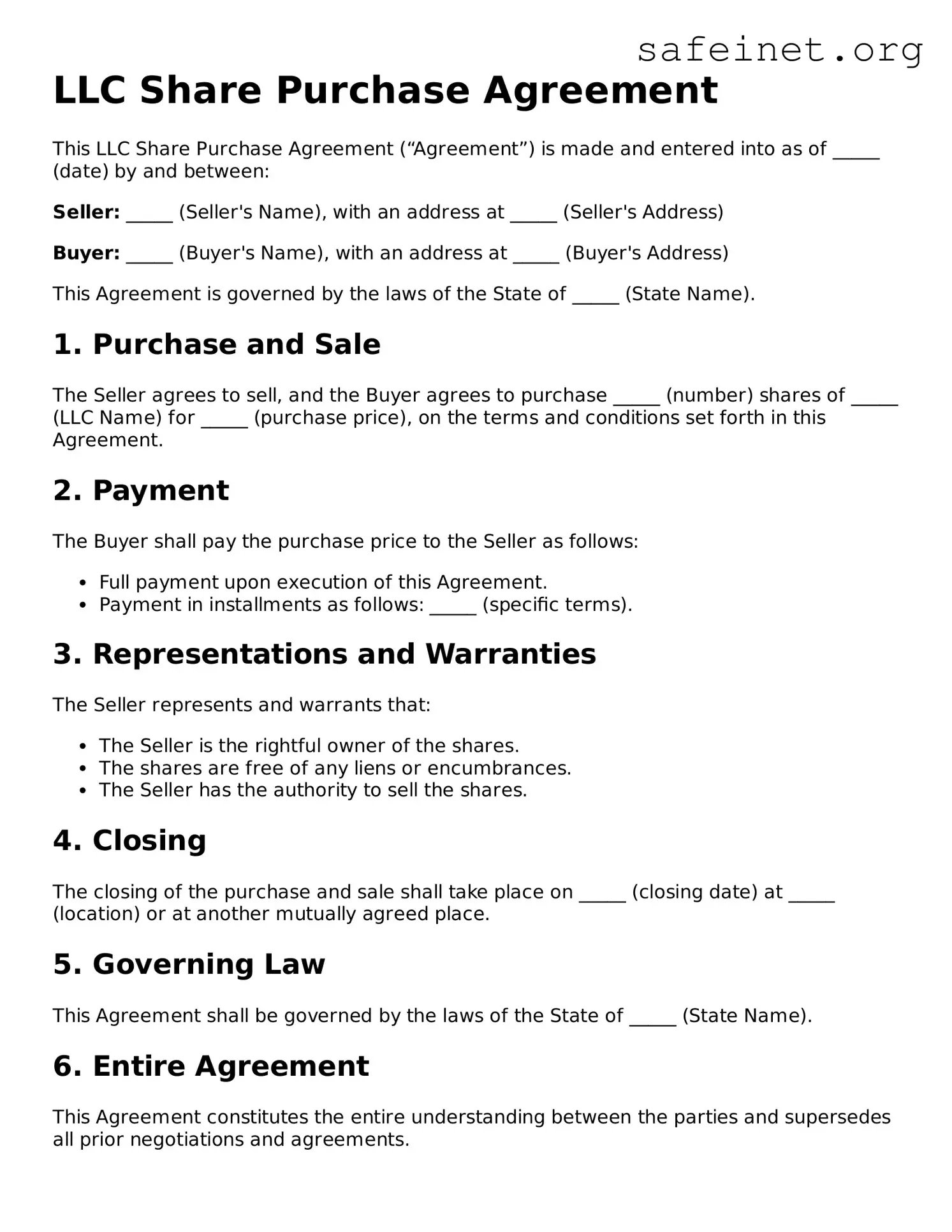 Official LLC Share Purchase Agreement Document