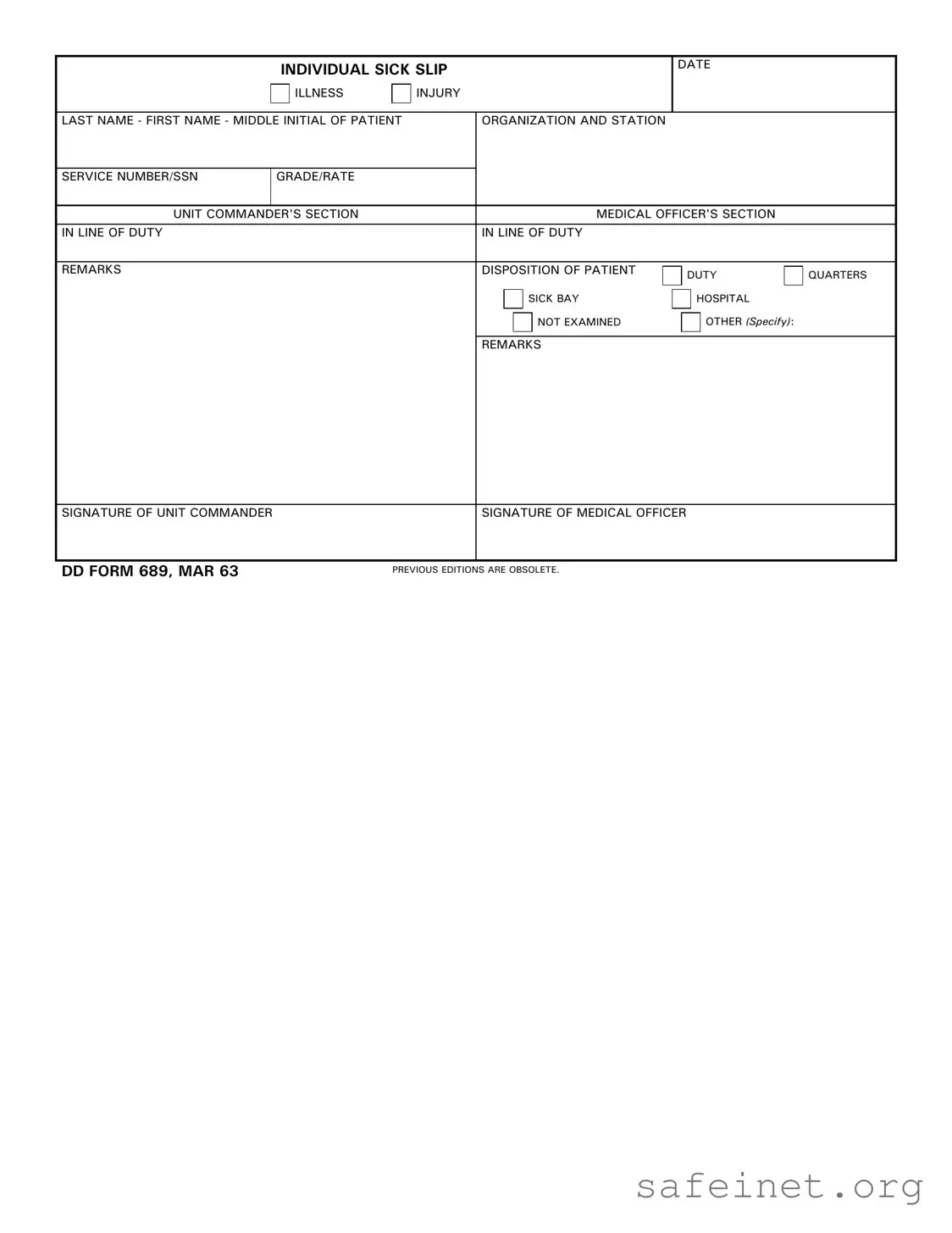 Blank Dd 689 Template