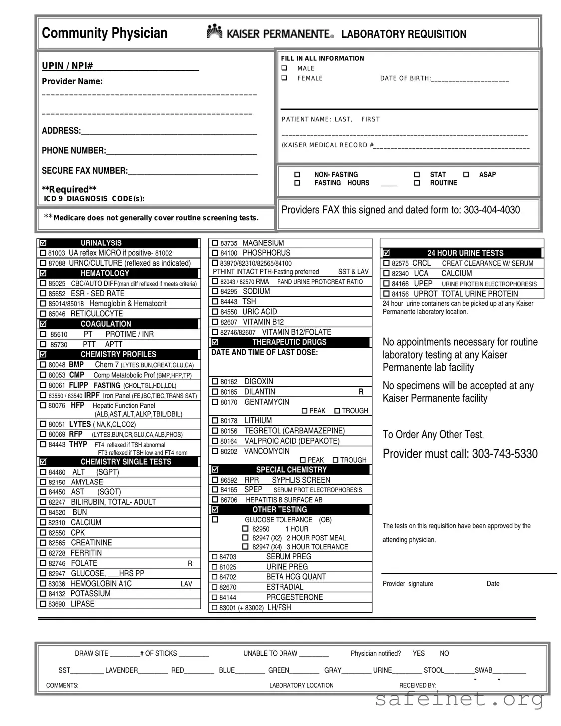 Blank Lab Requisition Template