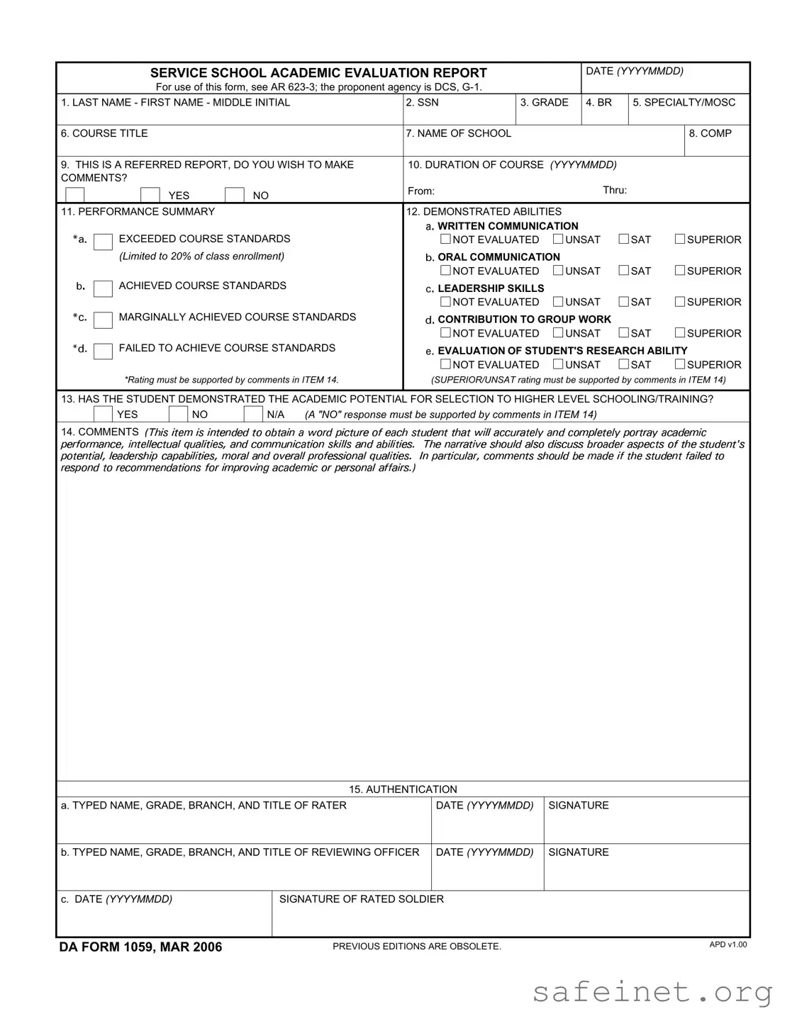 Blank Da 1059 Template