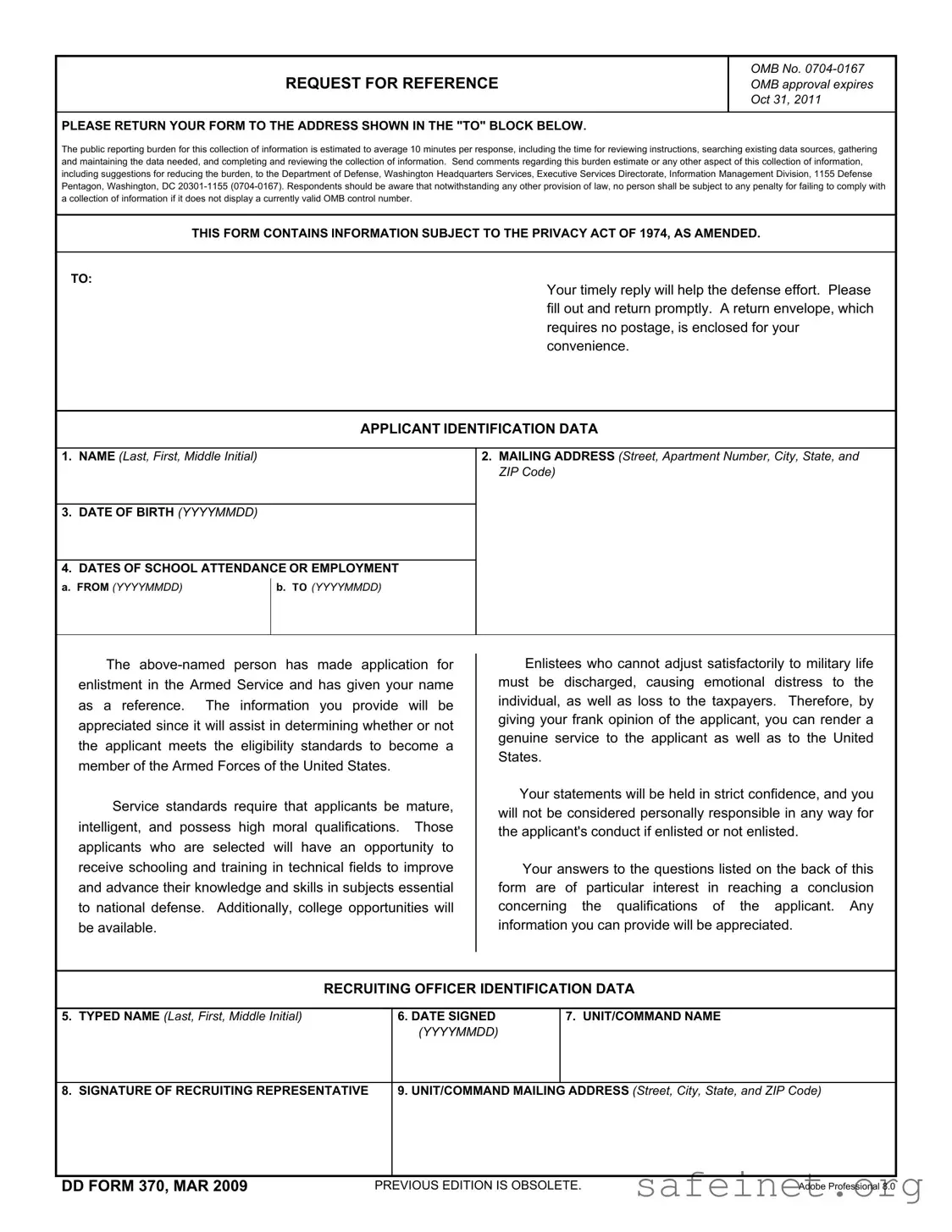 Blank Dd 370 Template