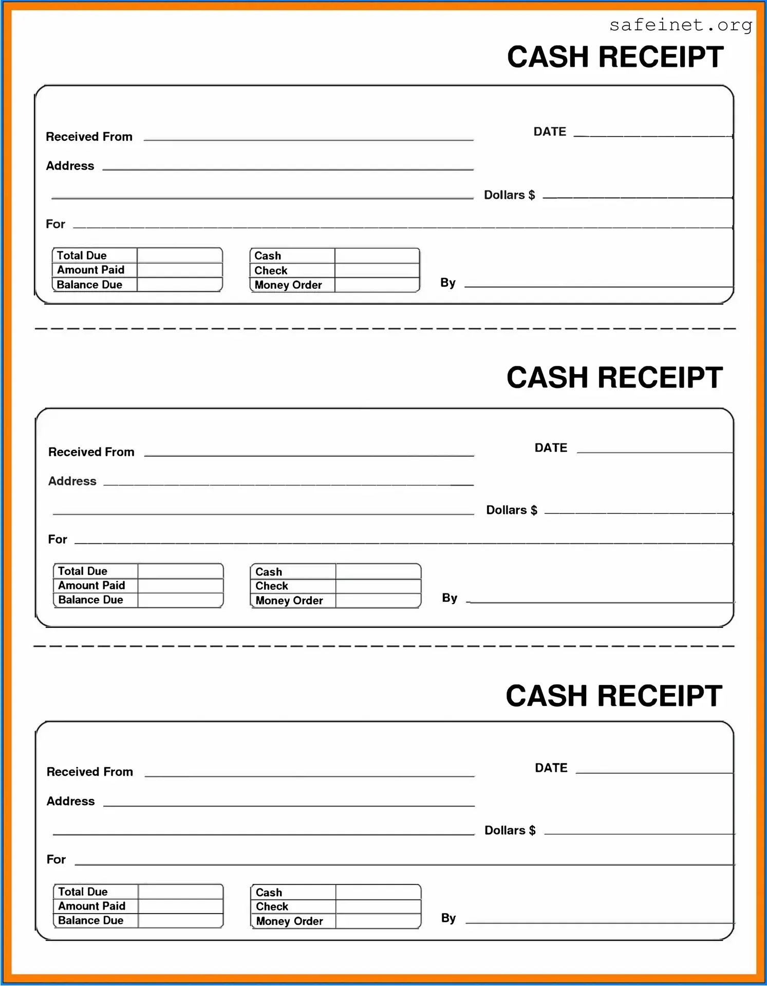 Blank Cash Receipt Template