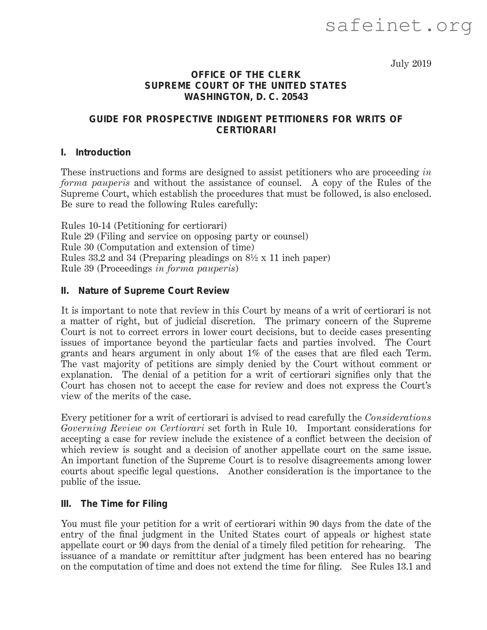 Blank Writ Of Certiorari Template