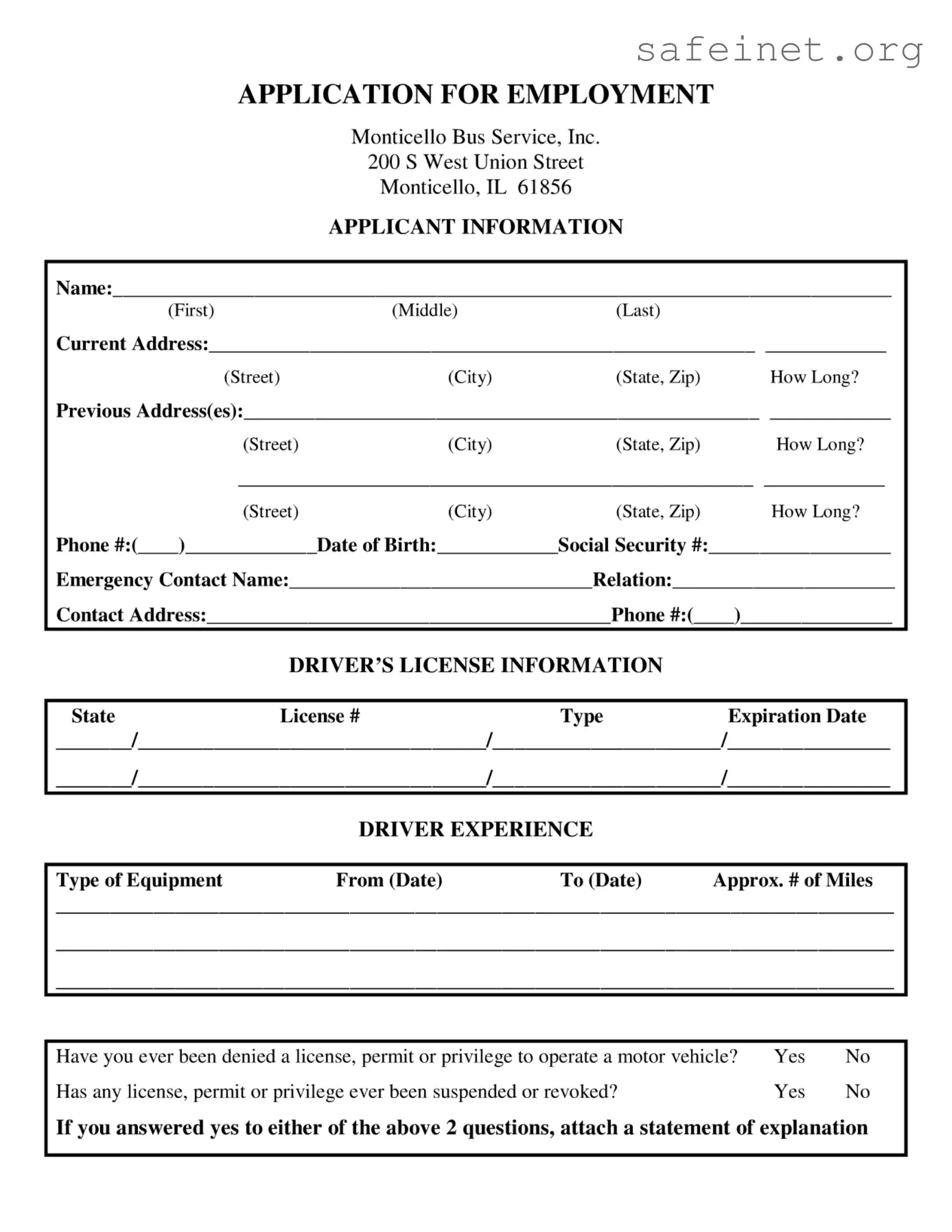 Blank Truck Driver Job Template