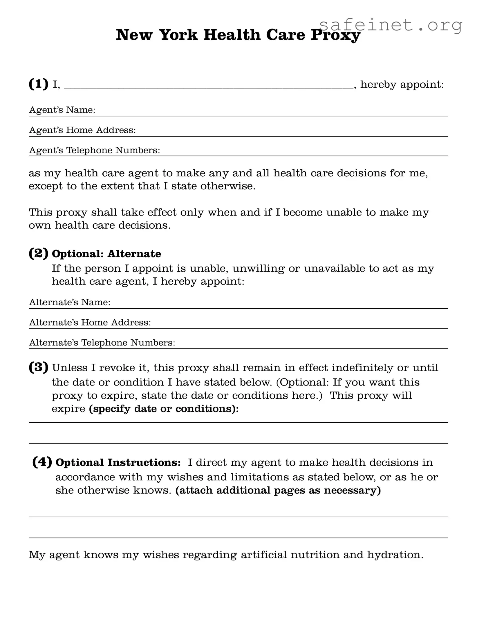 Blank Ny Health Proxy Template