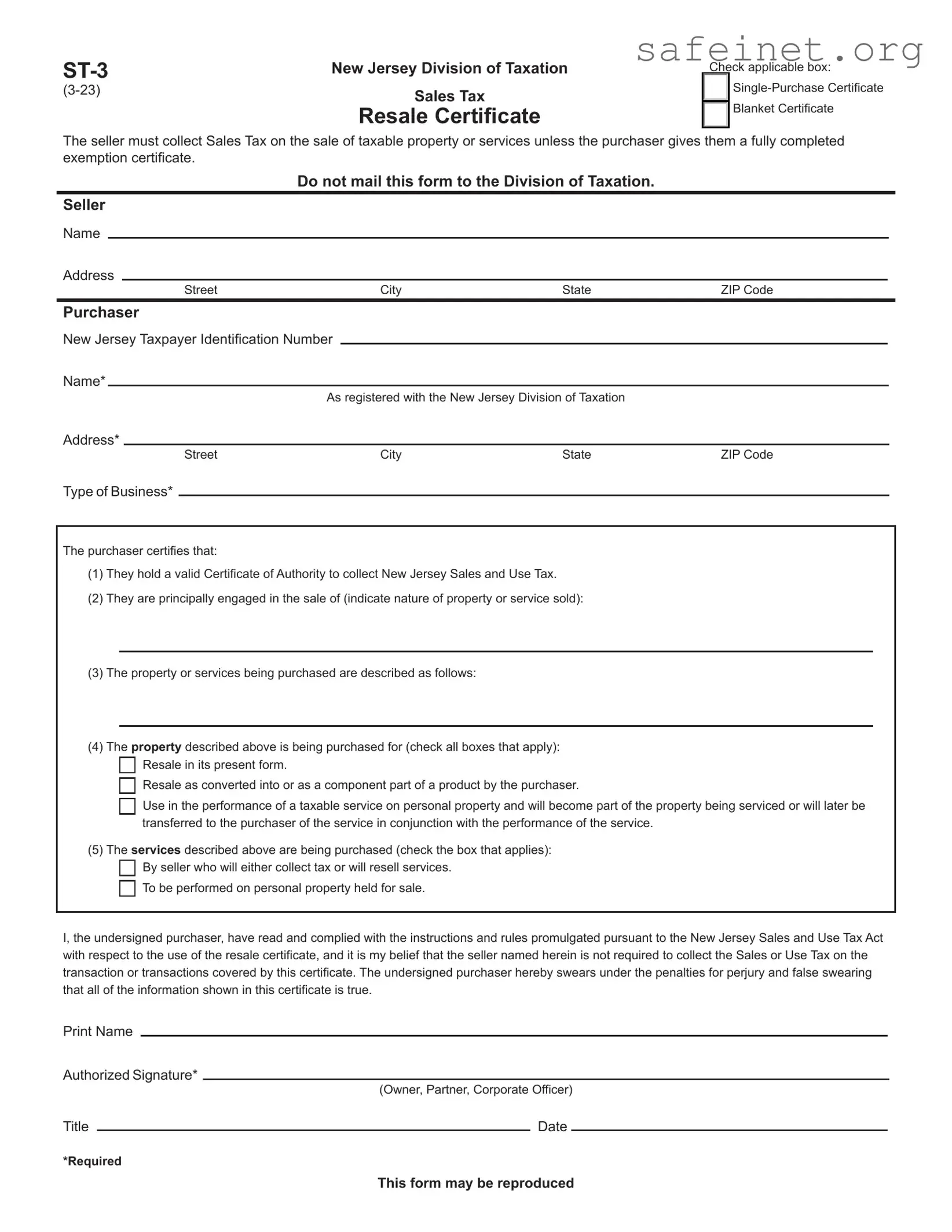 Blank St 3 New Jersey Template