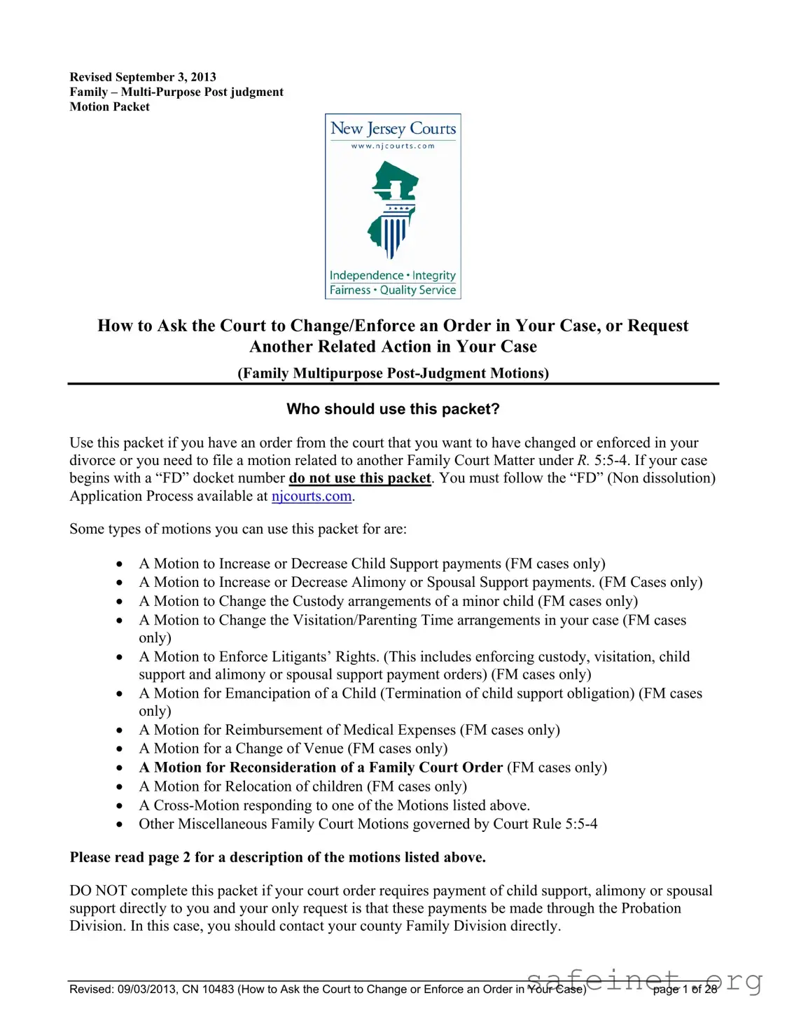 Blank Fm Motion Nj Family Court Template