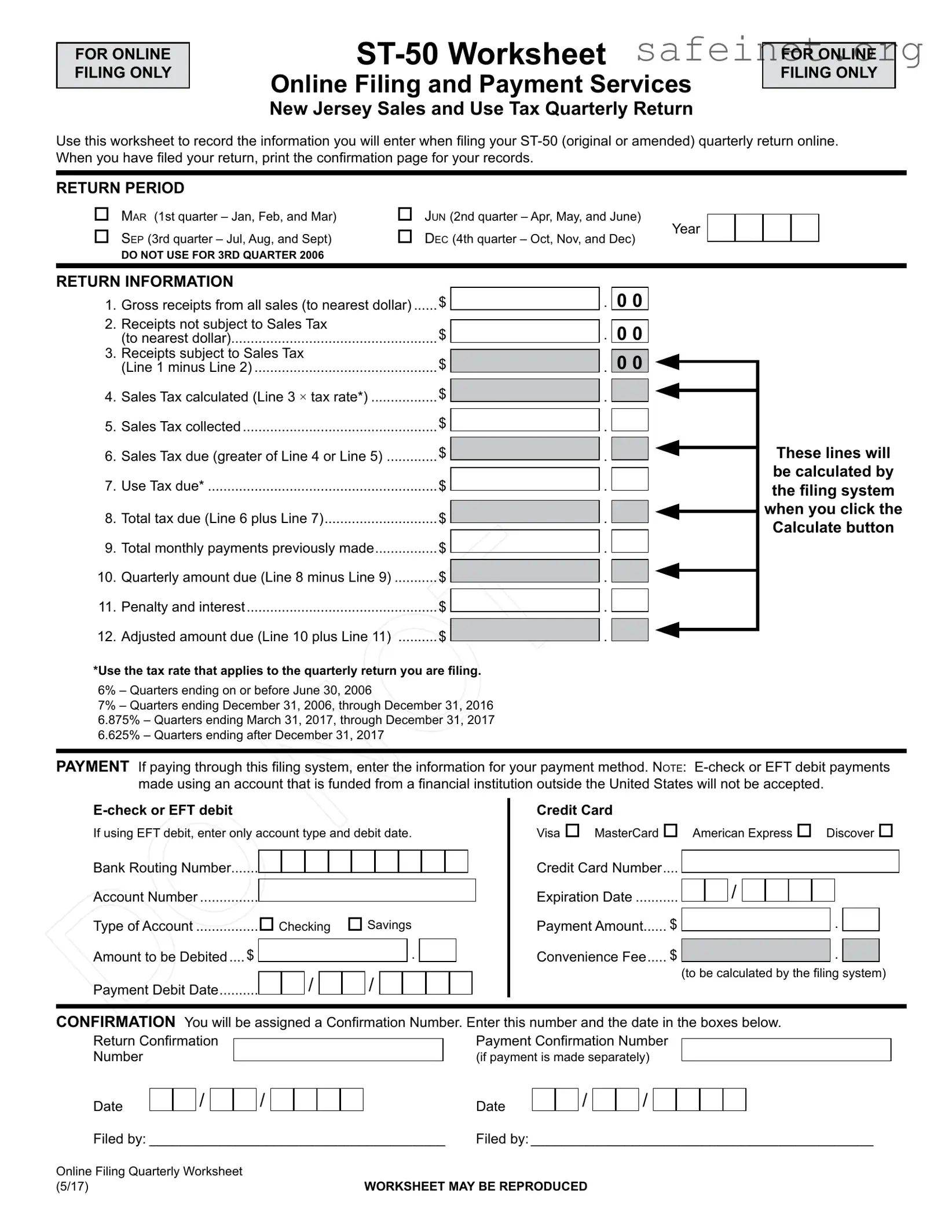 Blank Nj Sales Tax St 50 Template