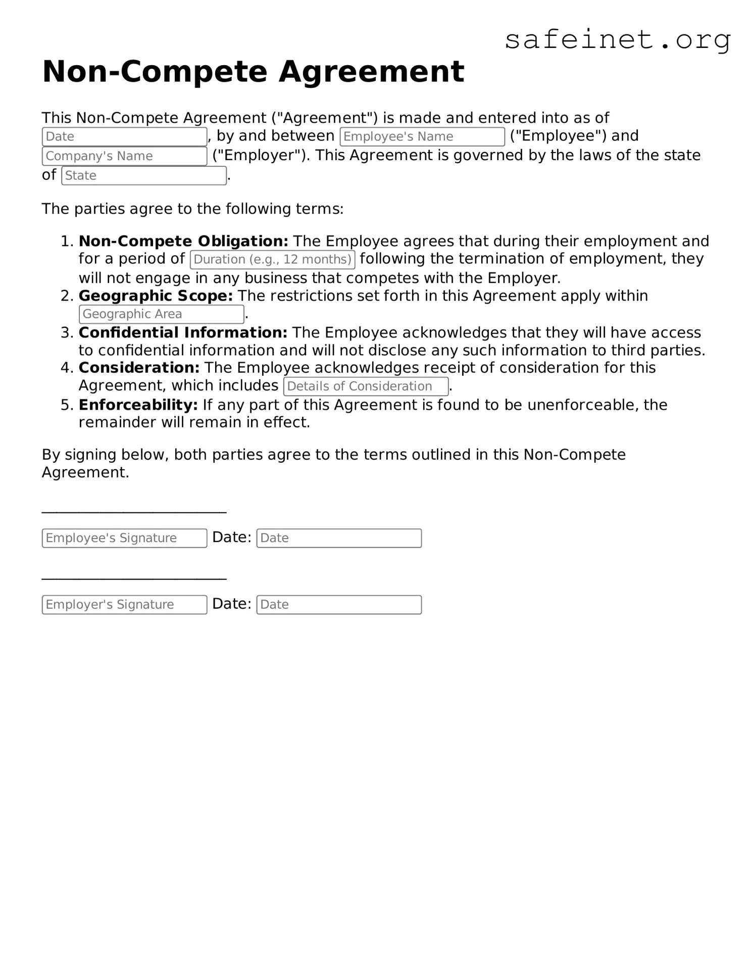 Official Non-compete Agreement Document