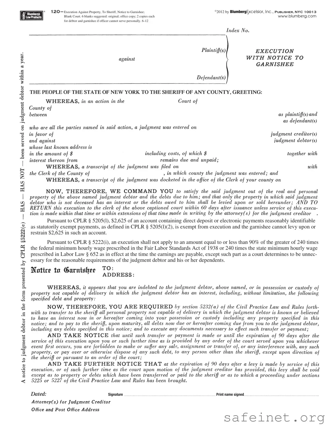 Blank Blumberg 120 Template