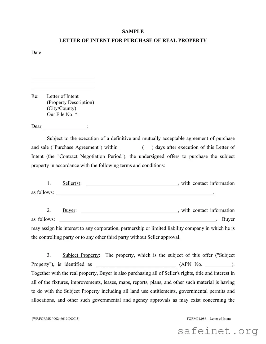 Blank Letter To Purchase Land Template