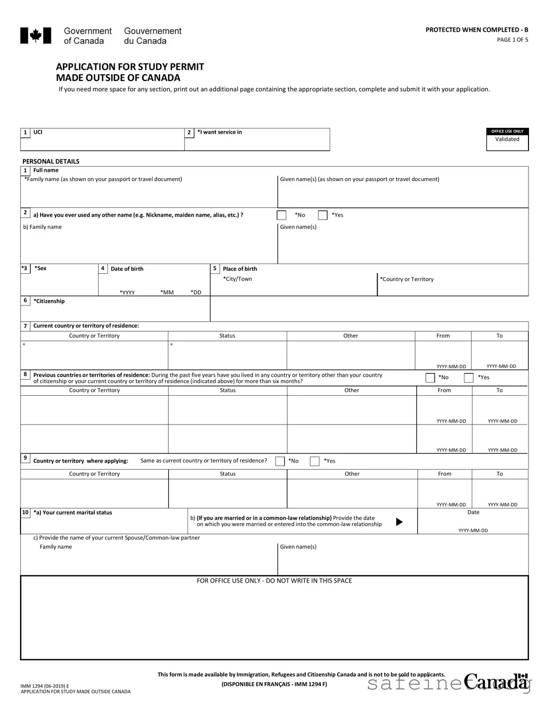 Blank Imm 1294 Template