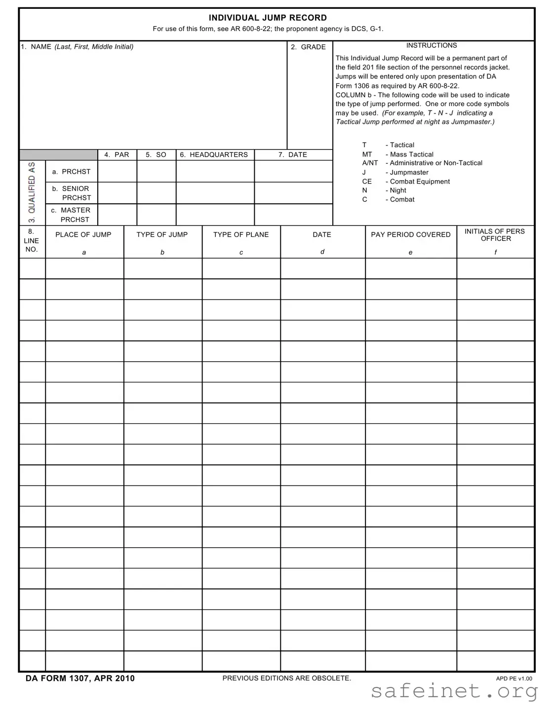 Blank Da 1307 Template