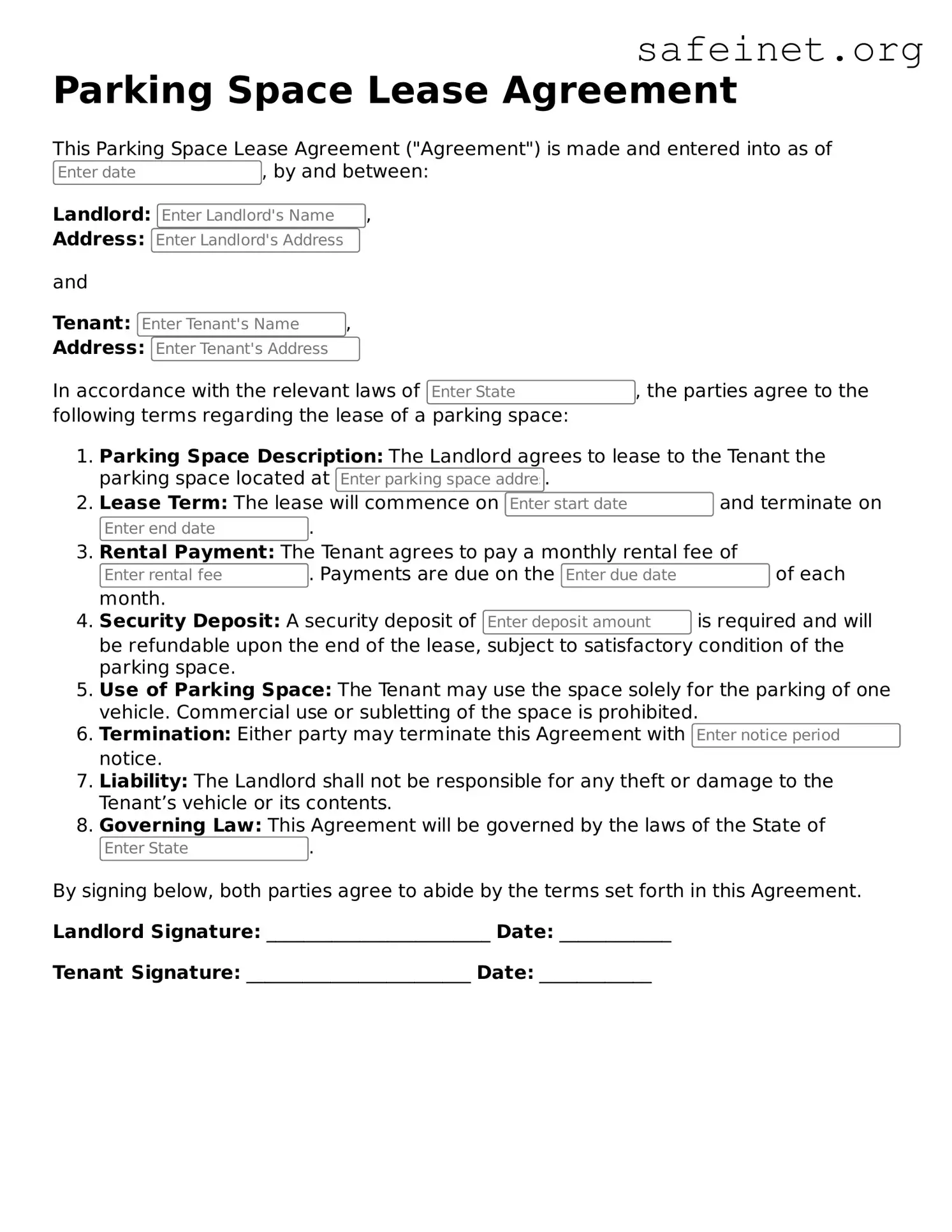 Official Parking Space Lease Agreement Document