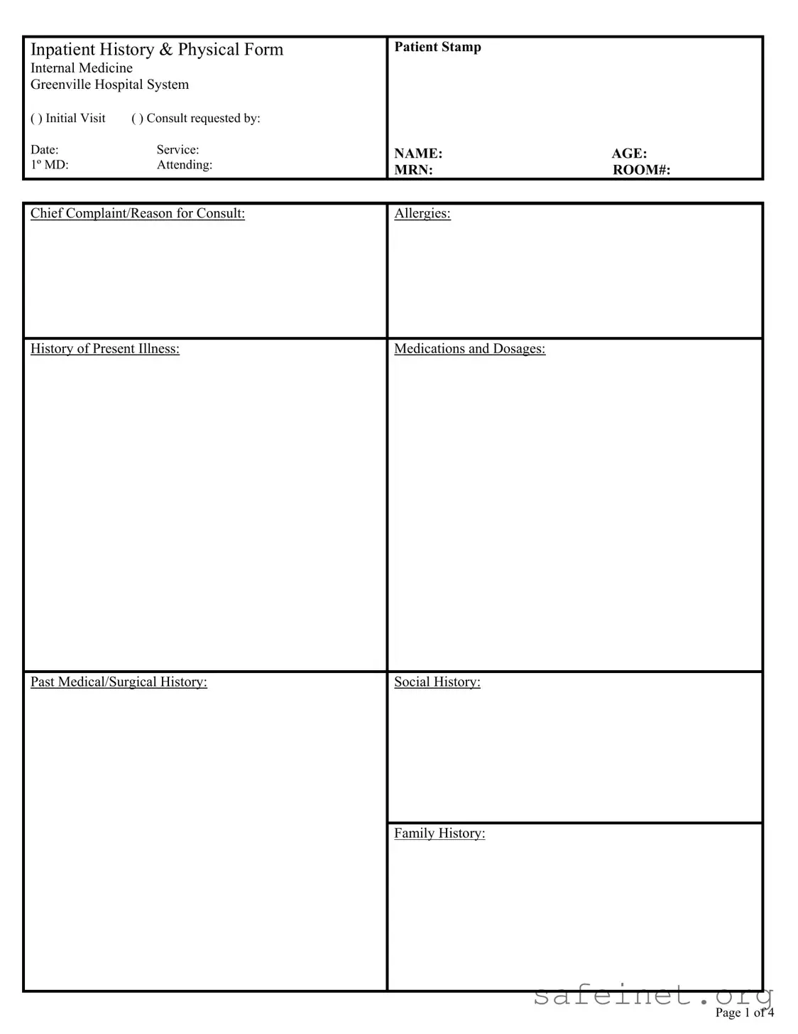 Blank History And Physical Template