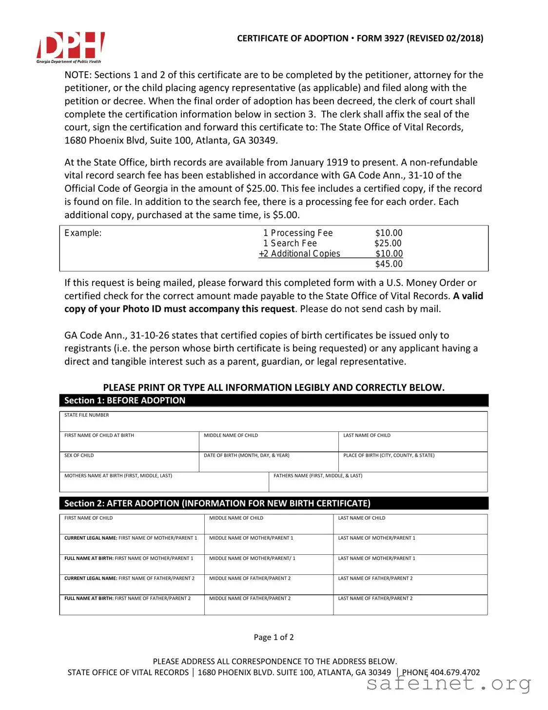 Blank Georgia Adult Adoption Petition Template