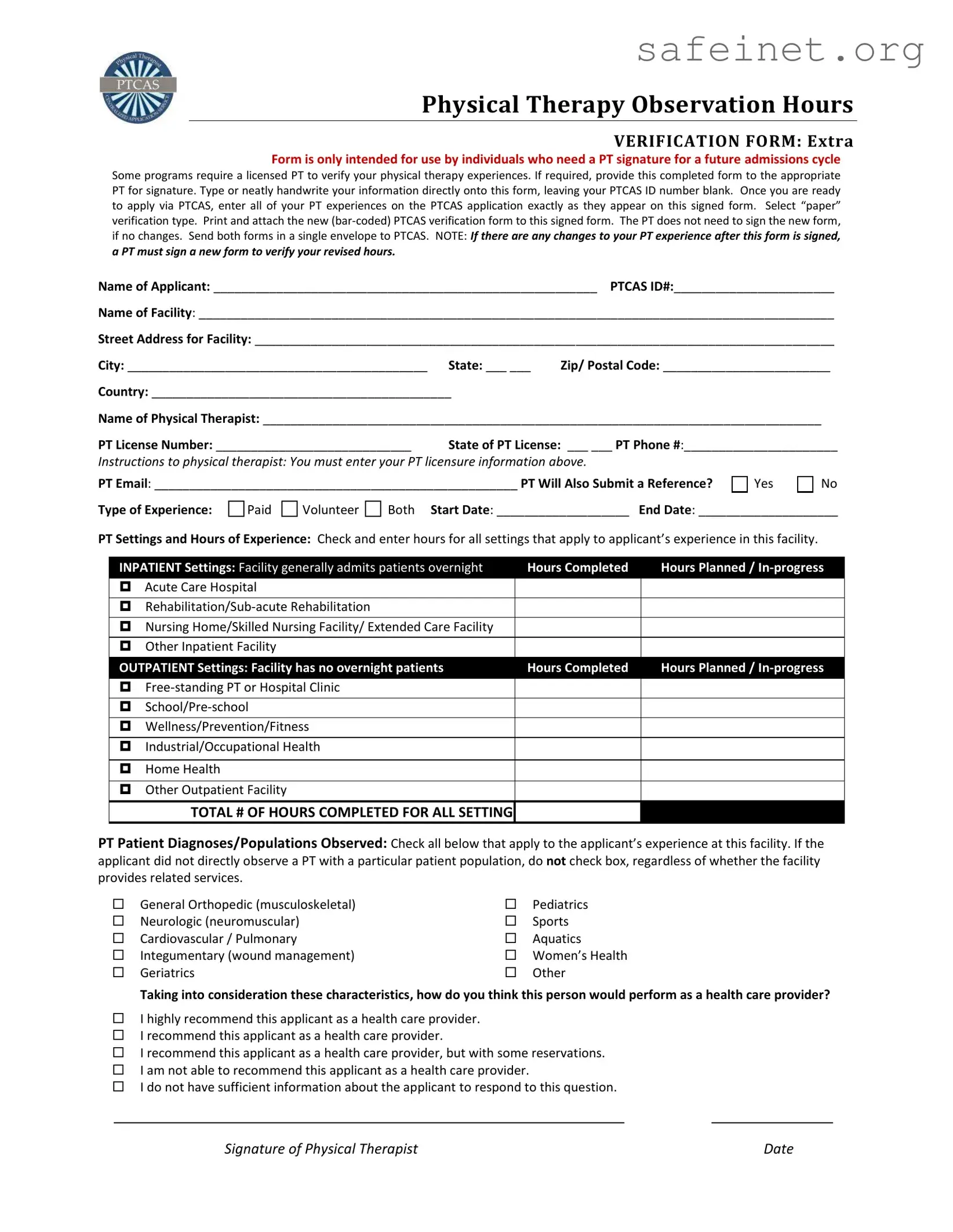 Blank Ptcas Template