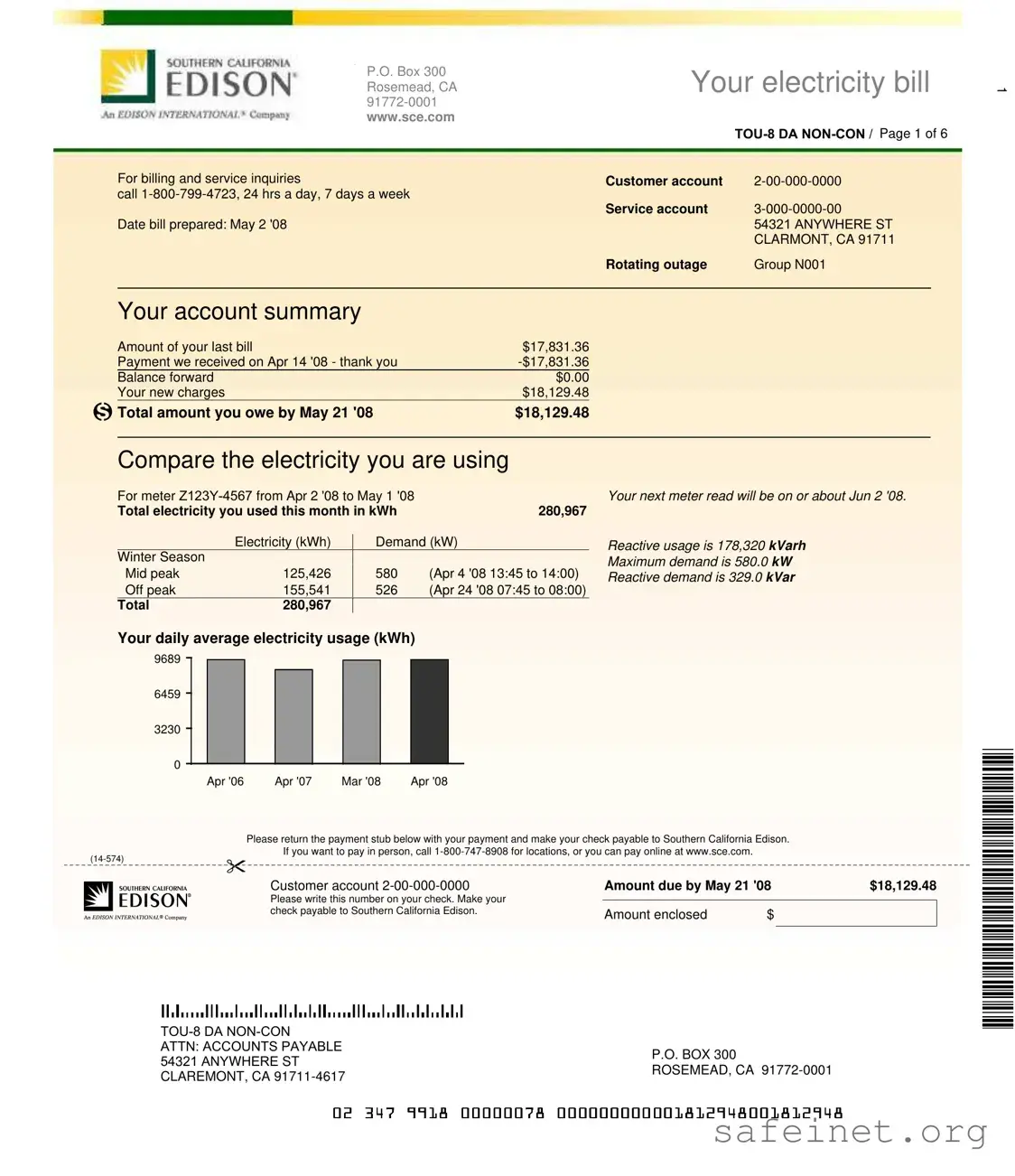Blank Edison Electricity Bill Template