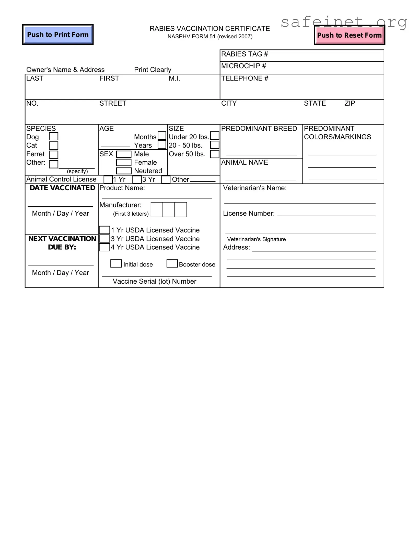 Blank Rabies Certificate Template
