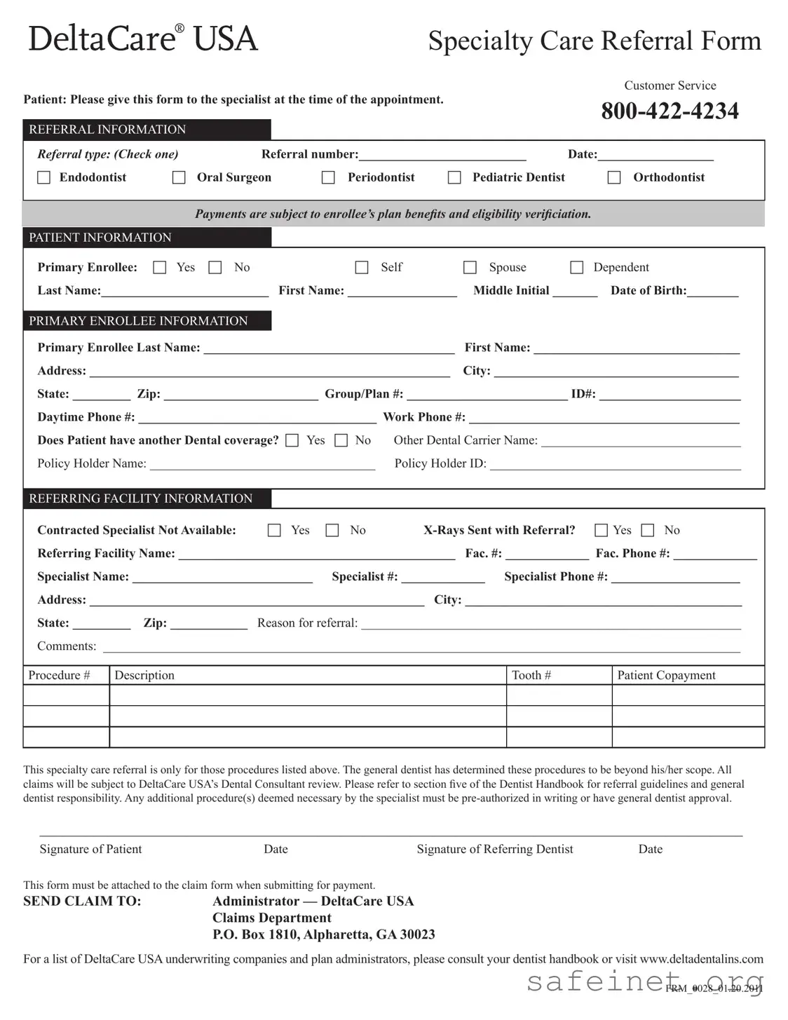 Blank Deltacare Usa Template