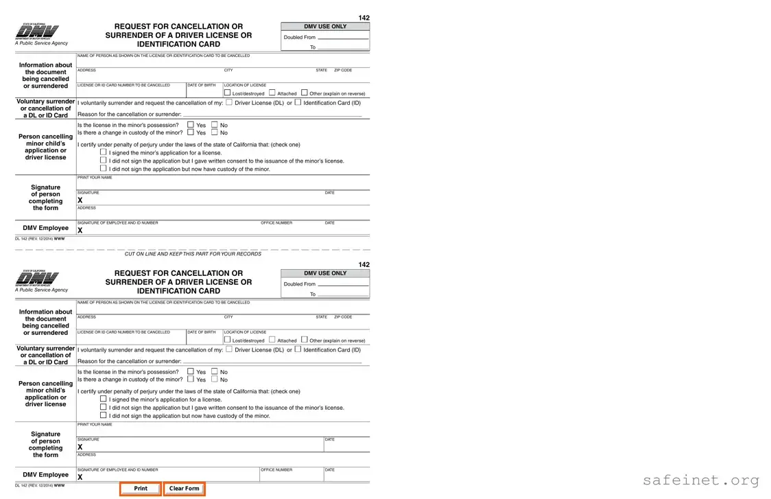 Blank Dmv Dl 142 Template