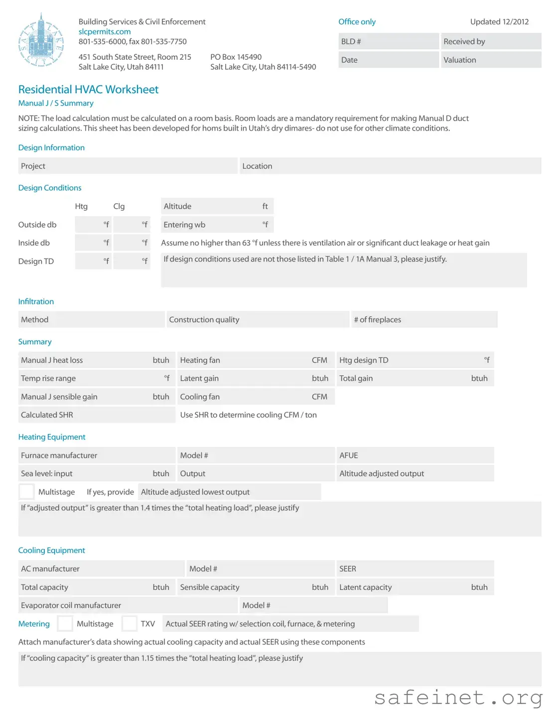 Blank Manual J Template