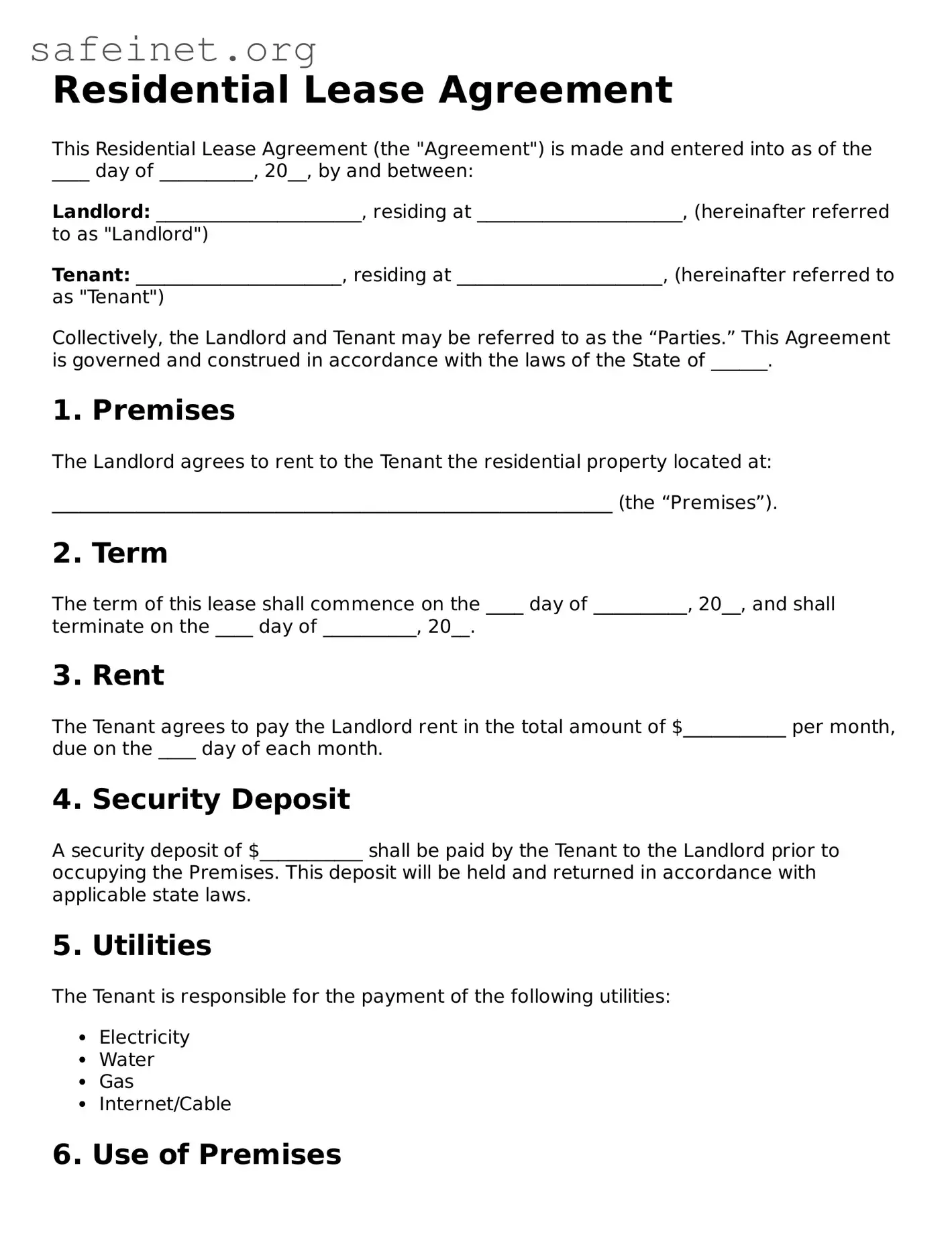 Official Residential Lease Agreement Document