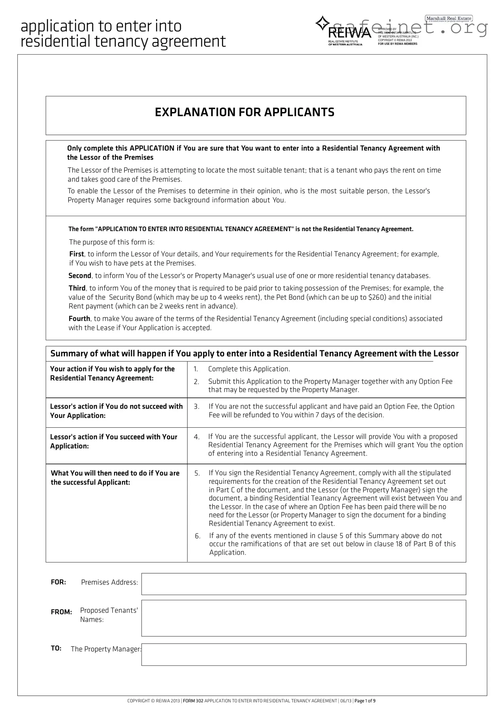 Blank Reiwa Tenancy Application Template