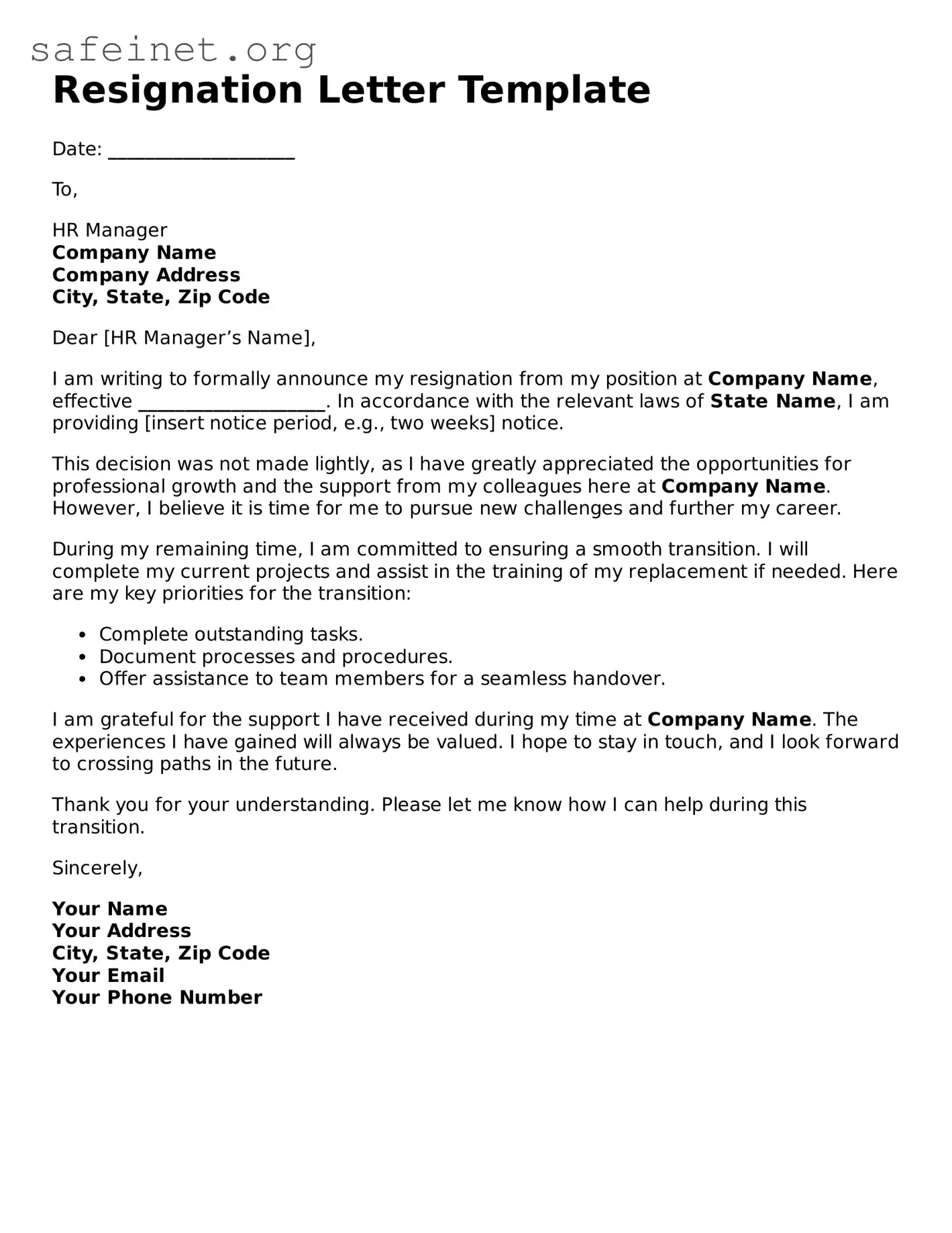 Official Resignation Letter Document