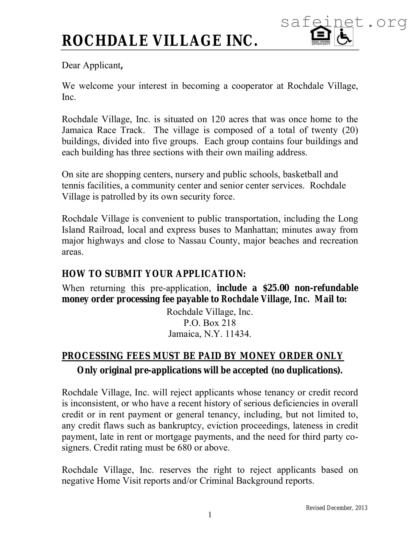 Blank Rochdale village application Template