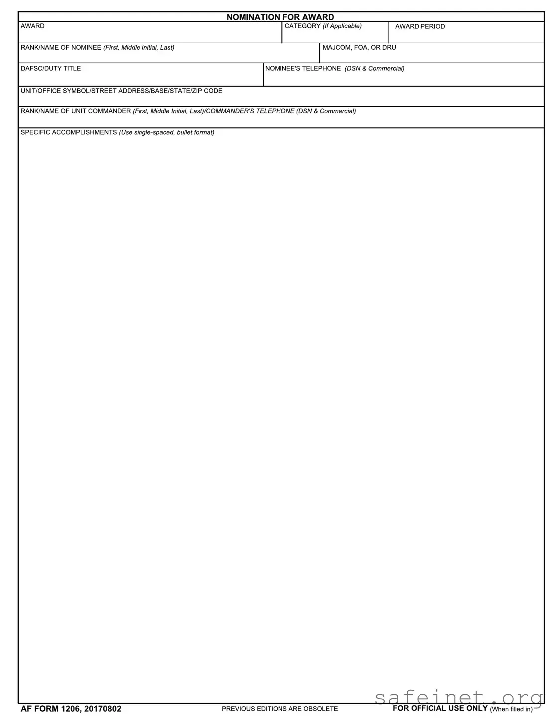 Blank Af 1206 Template