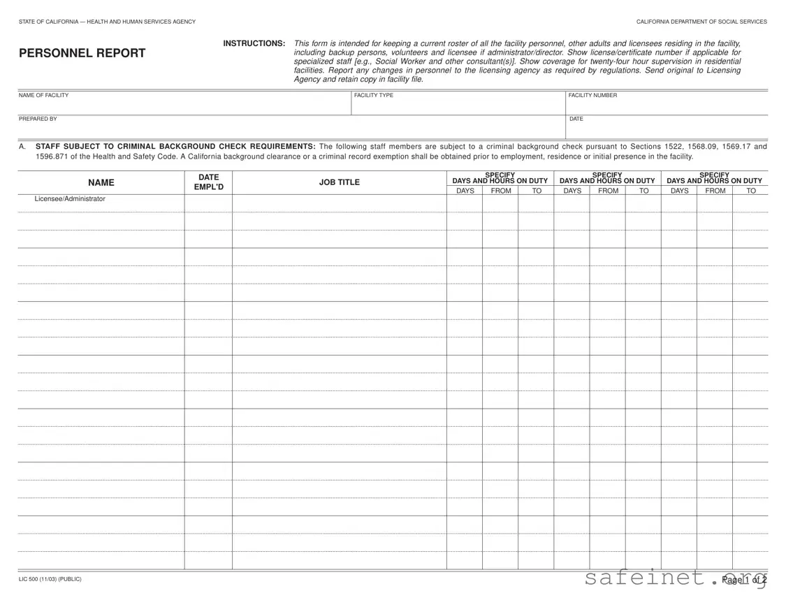 Blank Lic 500 Template