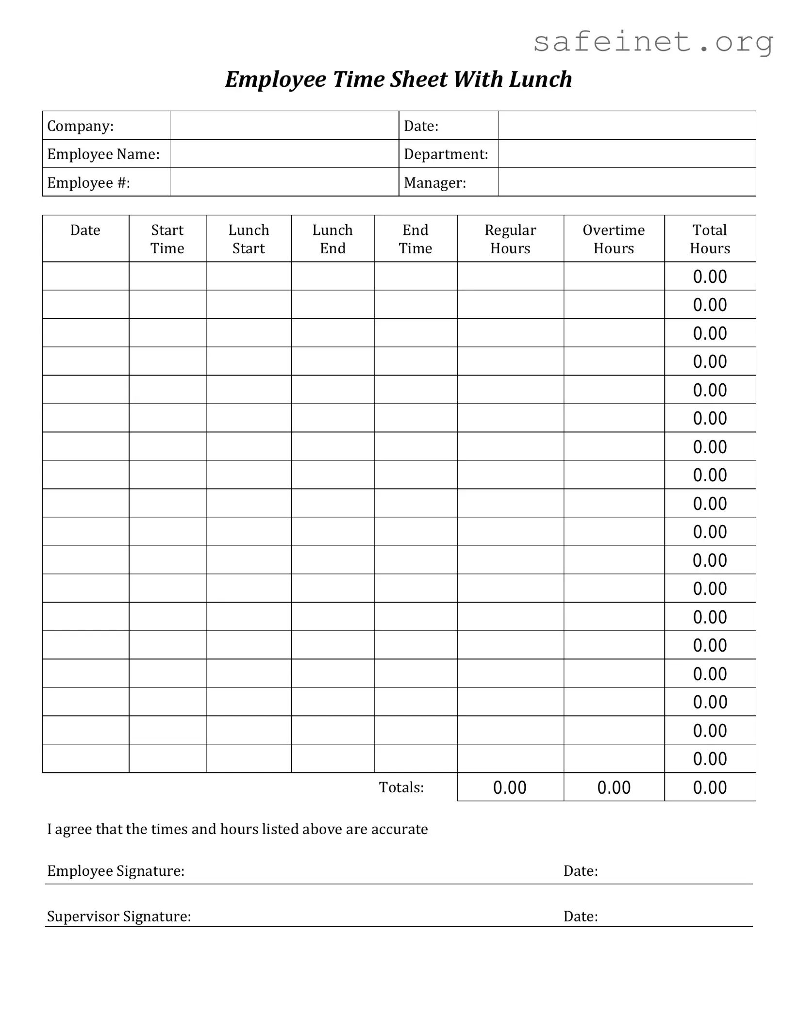 Blank Time Card Template