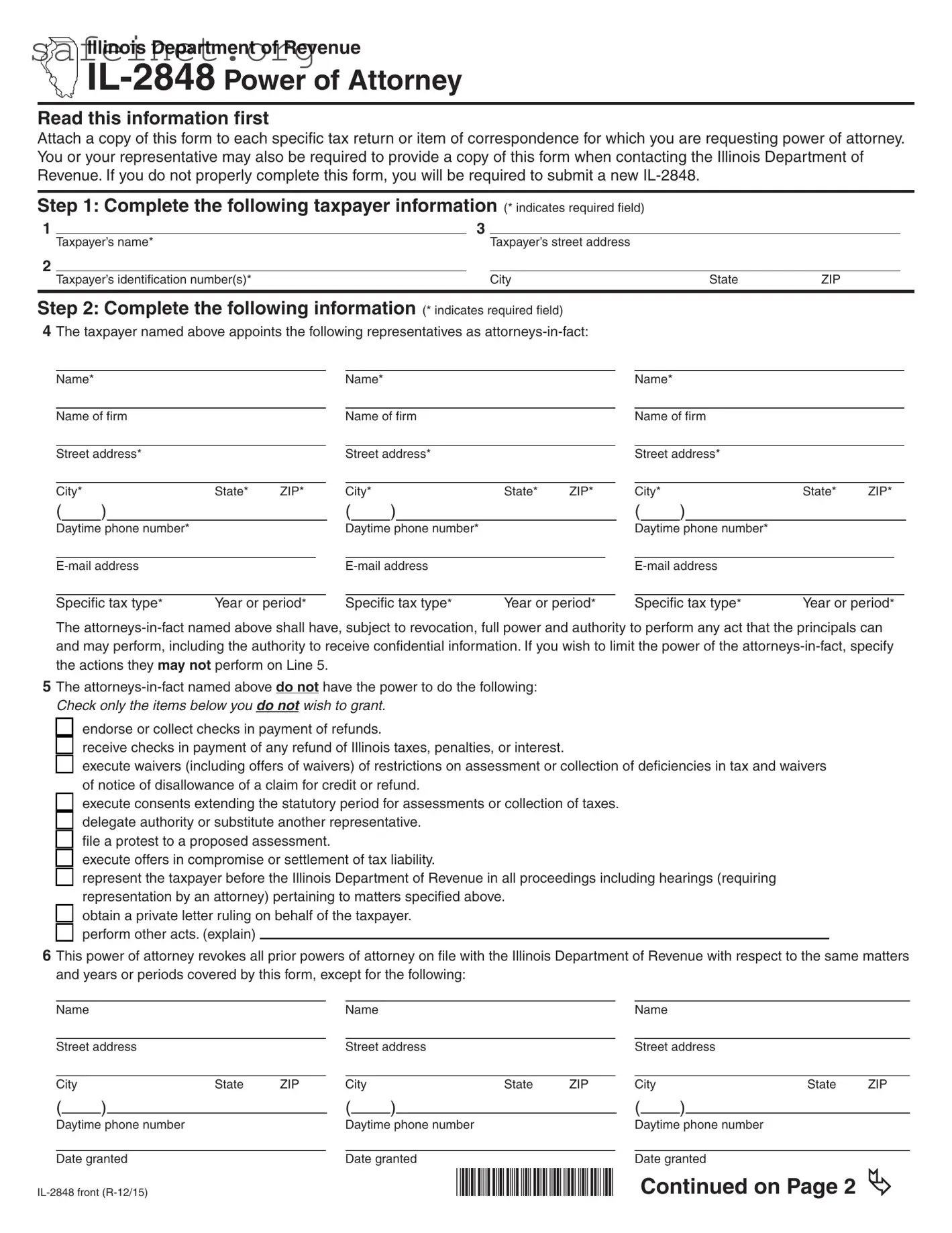 Blank Tax POA il-2848 Template