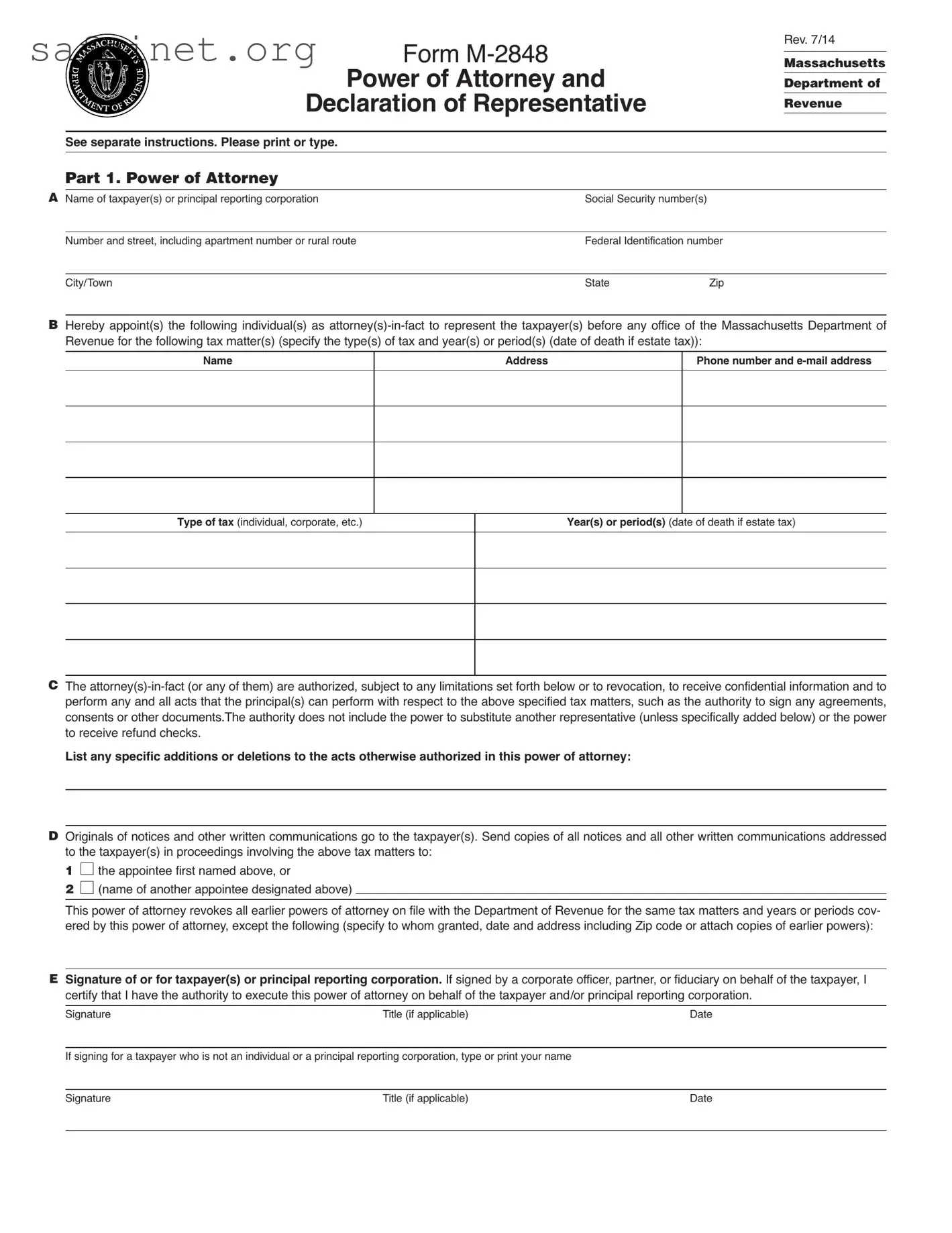 Blank Tax POA m 2848 Template