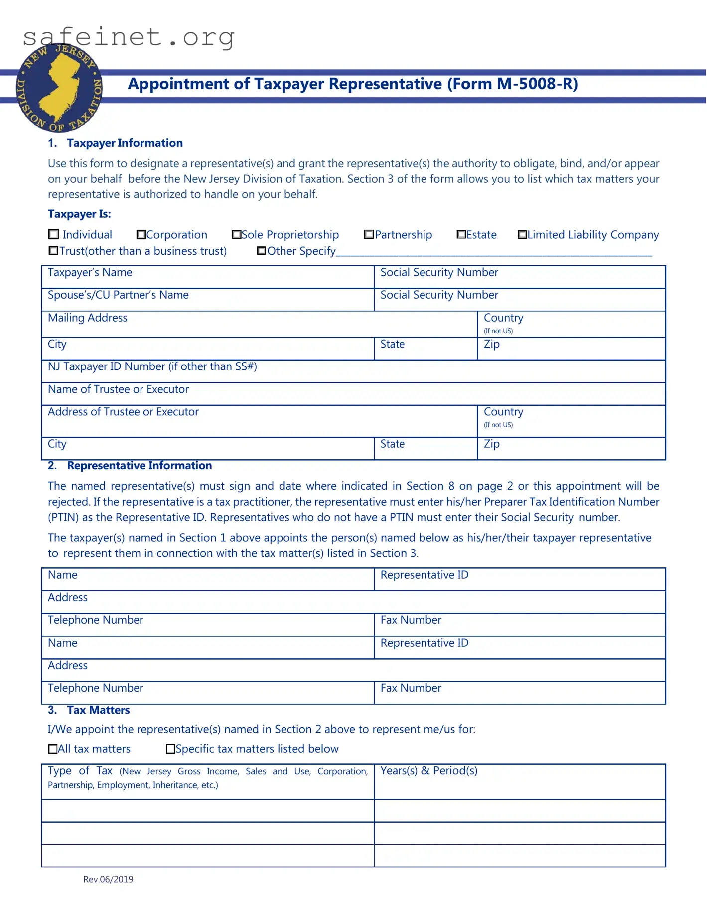 Blank Tax POA m-5008-r Template