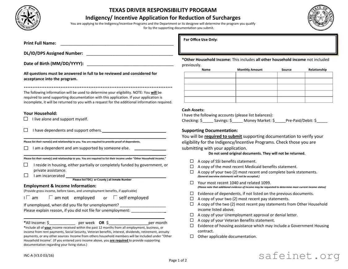 Blank Dps Surcharge Indigent Template