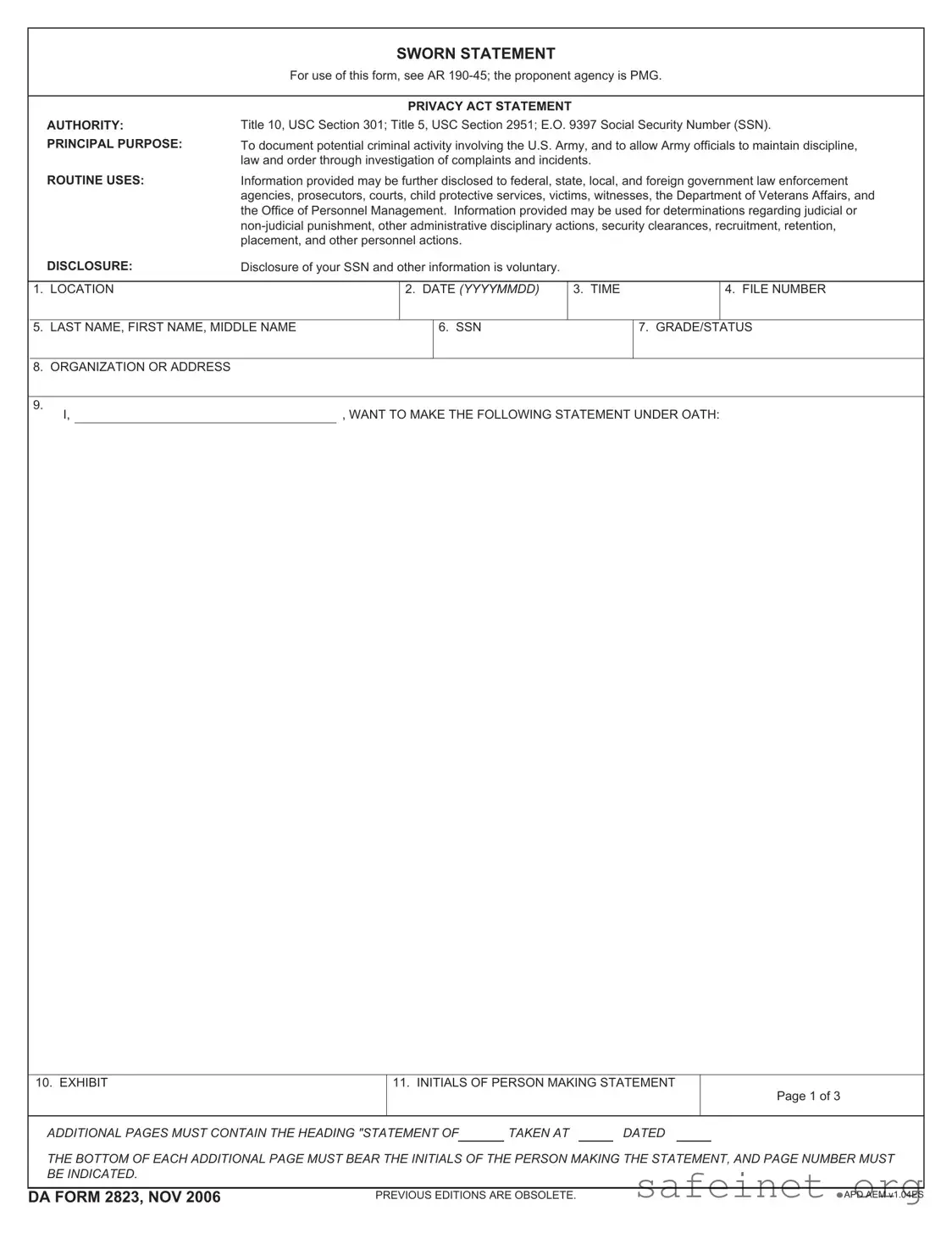 Blank Da 2823 Template