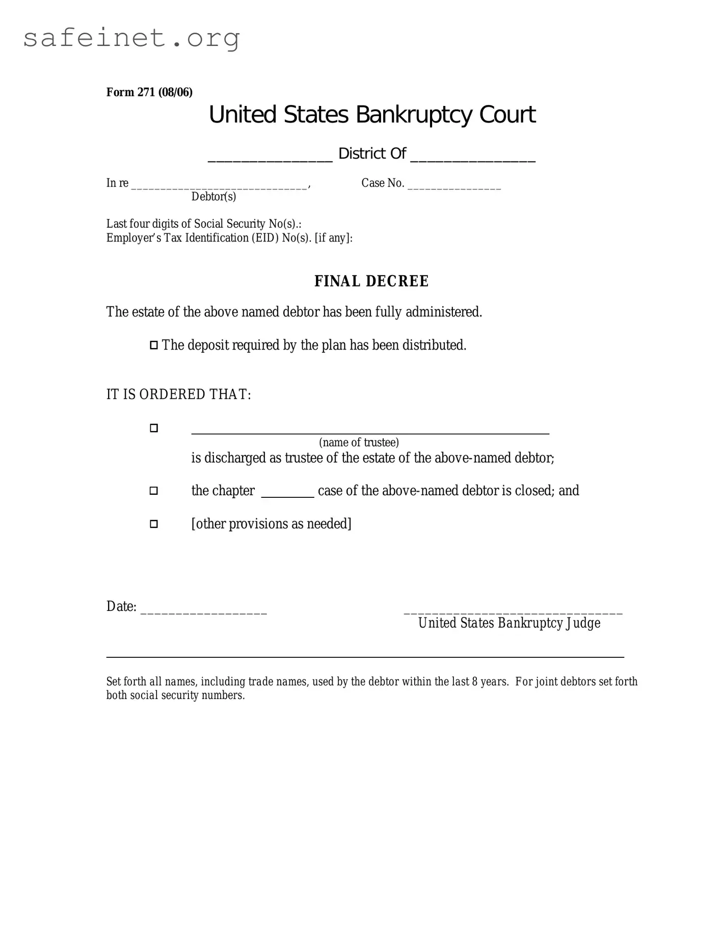 Blank US Courts 271 Template