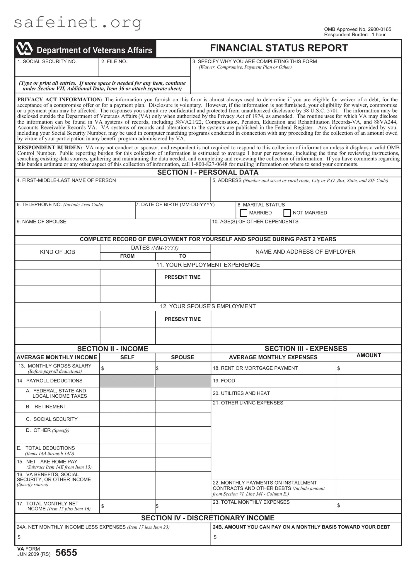 Blank VA 5655 Template