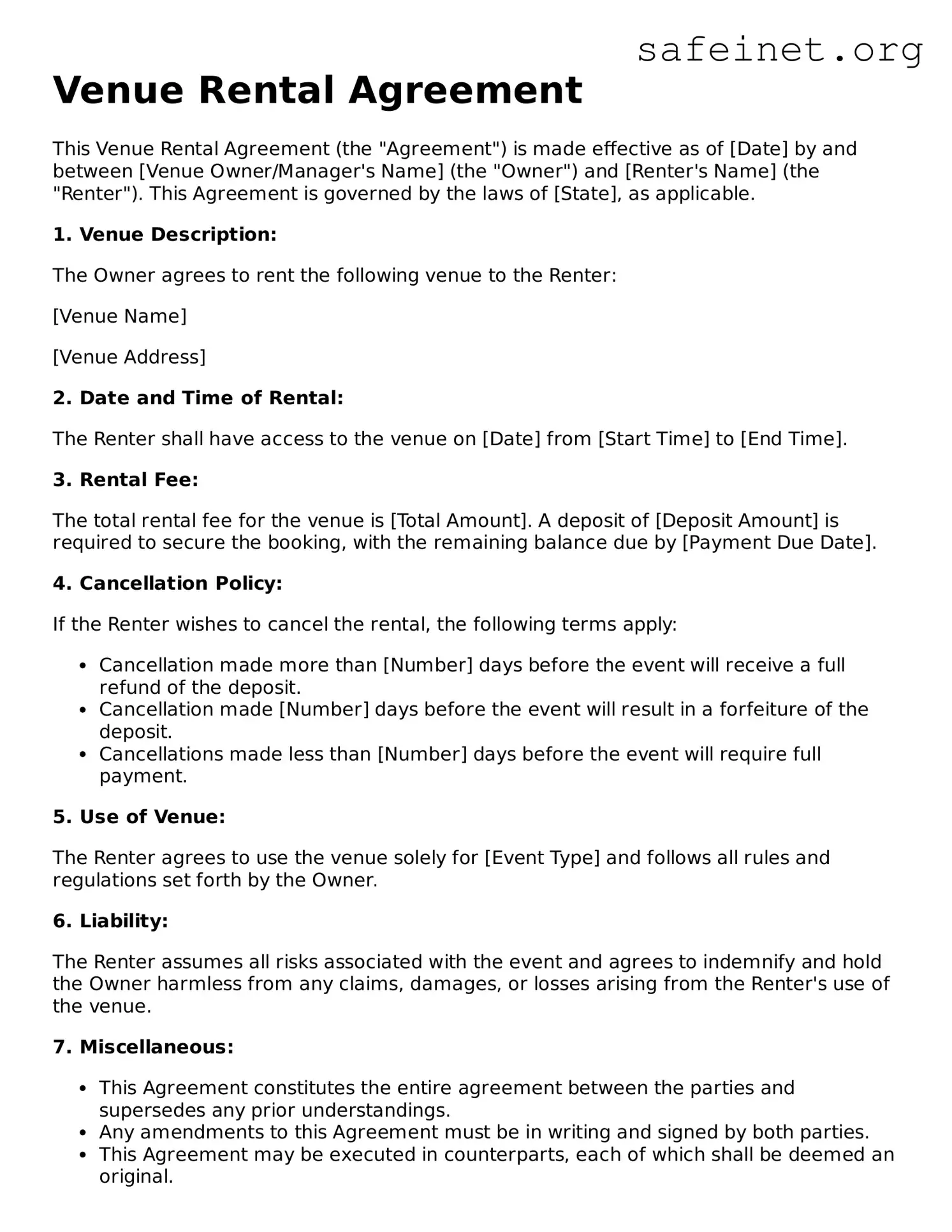 Official Venue Rental Agreement Document