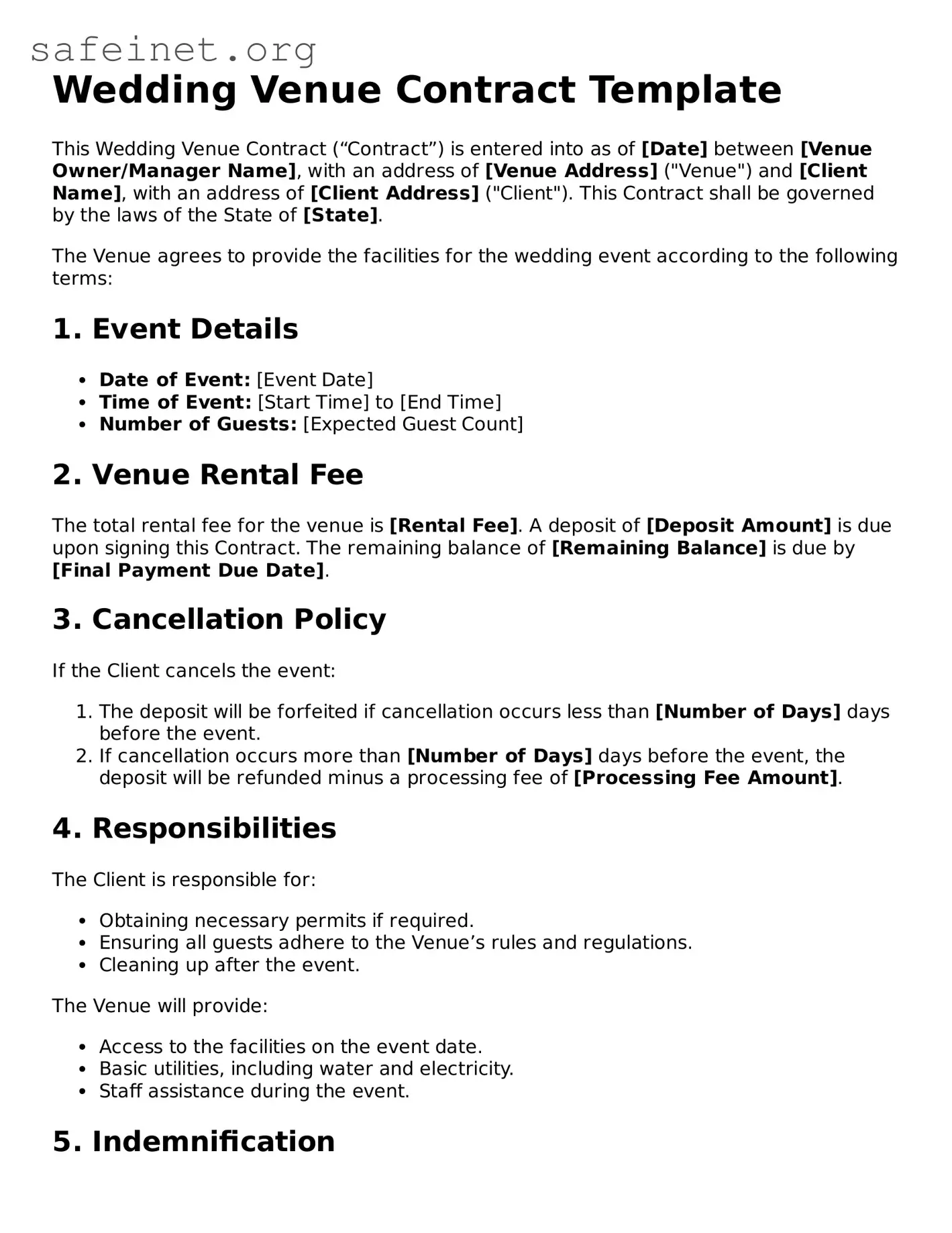 Official Wedding Venue Contract Document